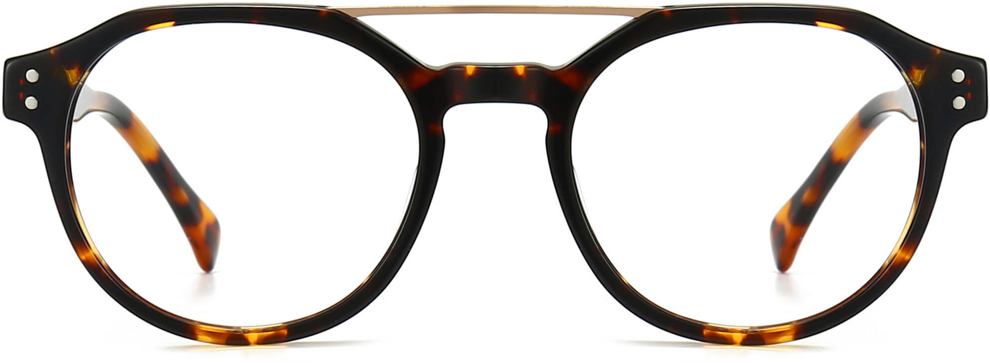 Emberly Round Tortoise Eyeglasses from ANRRI, front view