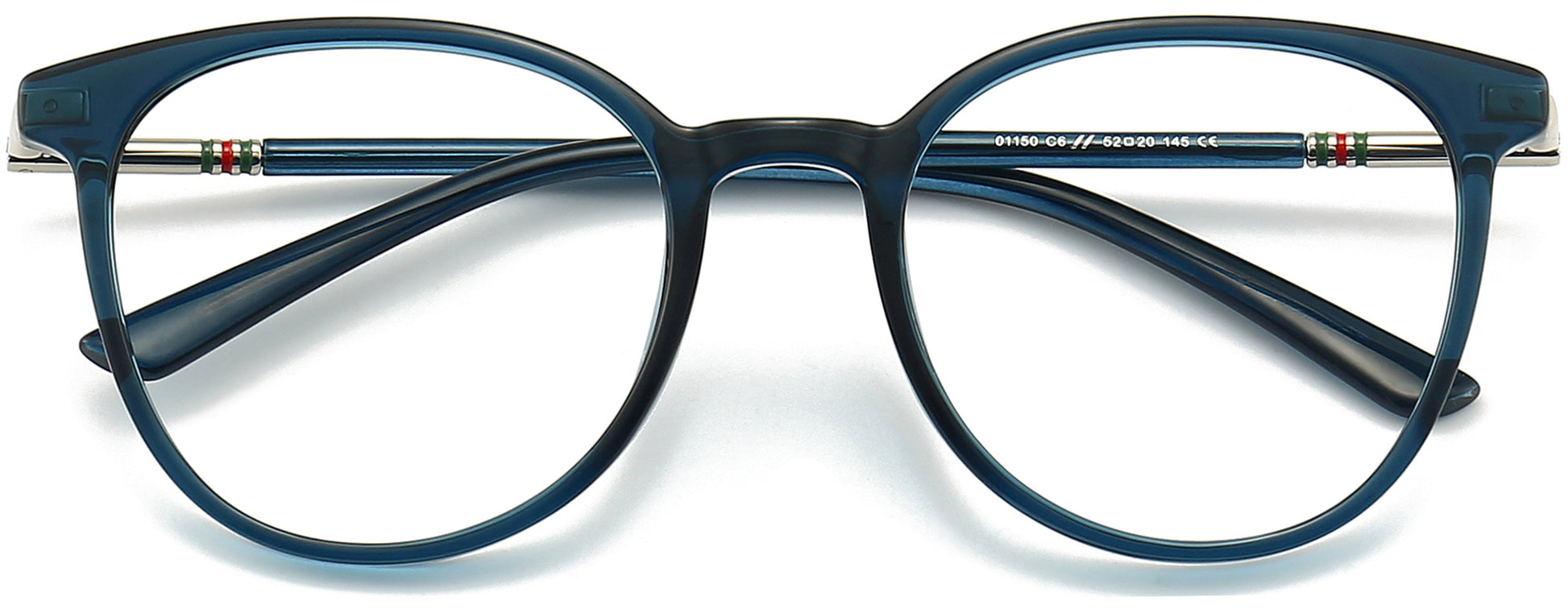 Abby Round Blue Eyeglasses from ANRRI, closed view