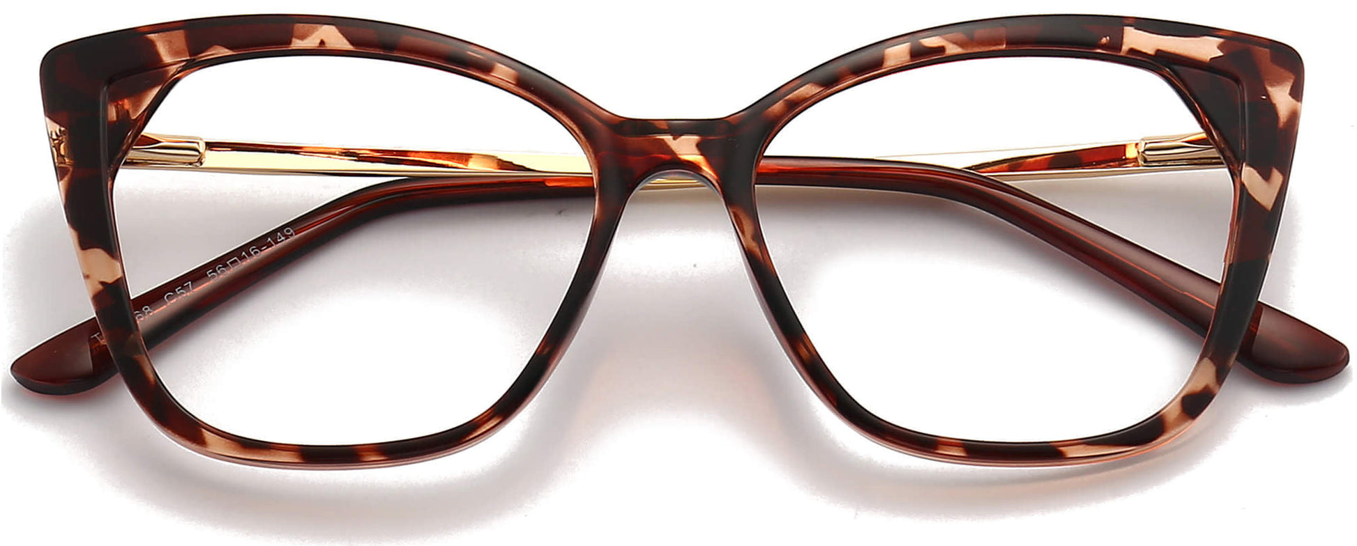 Alani Cateye Tortoise Eyeglasses from ANRRI, closed view