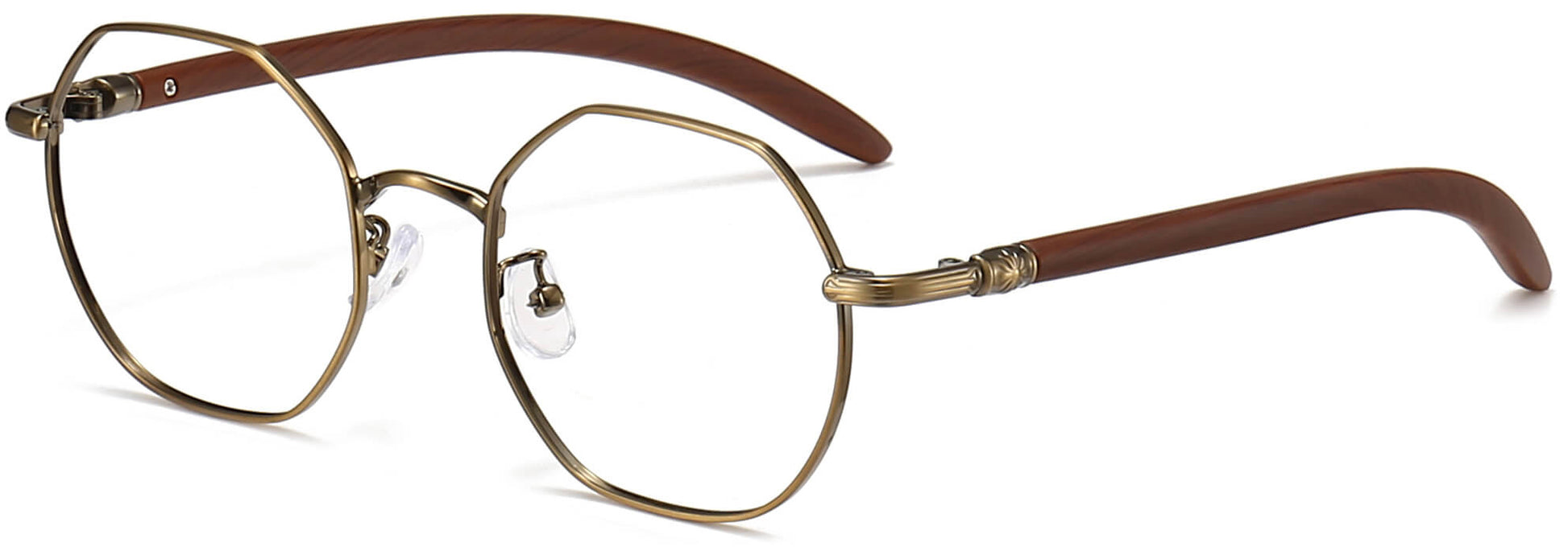 Alden Geometric Brown Eyeglasses from ANRRI, angle view