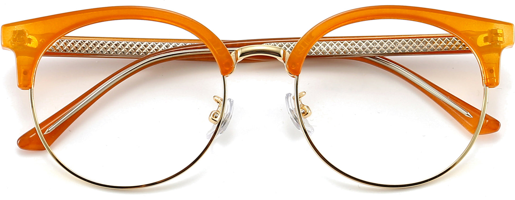 Alicia Browline Orange Eyeglasses from ANRRI, closed view