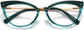 Amira Cateye Green Eyeglasses from ANRRI, closed view