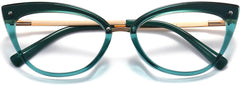 Amira Cateye Green Eyeglasses from ANRRI, closed view