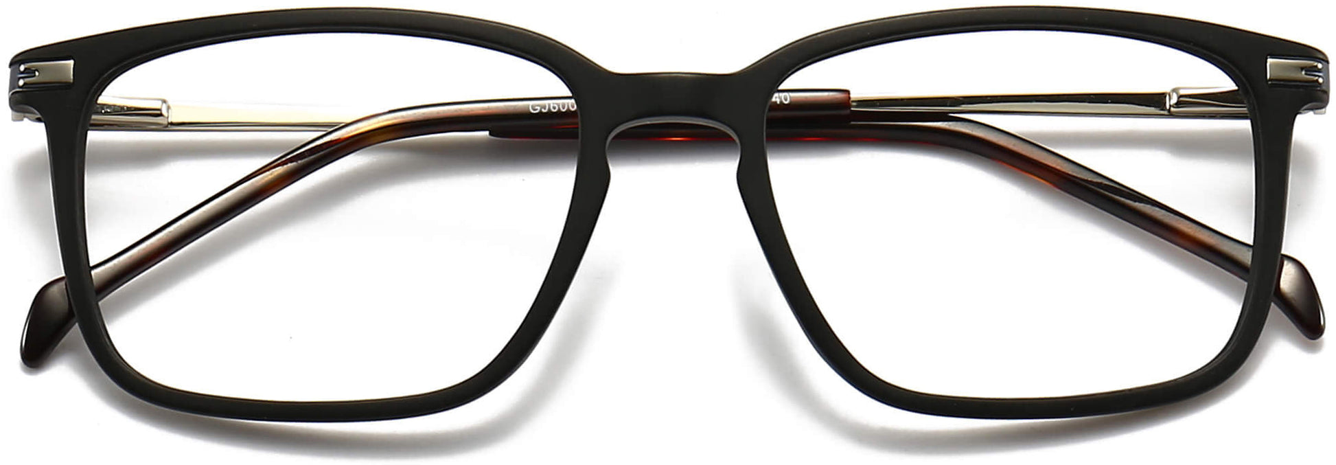 Ares Square Black Eyeglasses from ANRRI, closed view