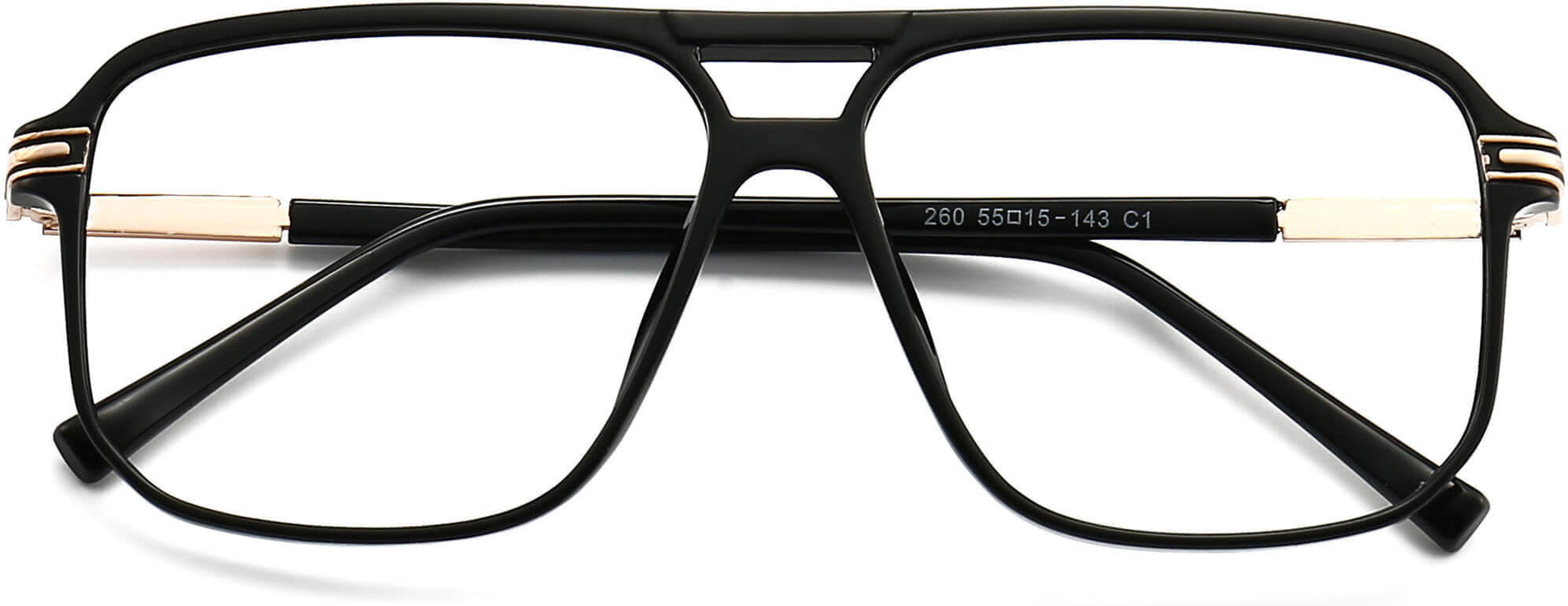 Benjamin Square Black Eyeglasses from ANRRI, closed view
