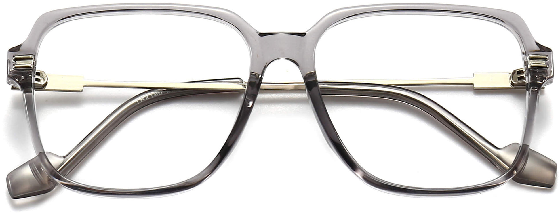 Brixton Square Gray Eyeglasses from ANRRI, closed view