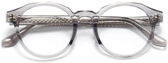 Cayden Round Gray Eyeglasses from ANRRI, closed view