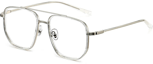 Clark Geometric Silver Eyeglasses from ANRRI, angle view