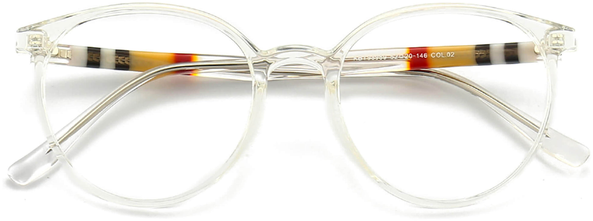 Elaine Round Clear Eyeglasses from ANRRI, closed view
