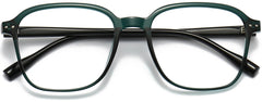Ermias Square Green Eyeglasses from ANRRI, closed view