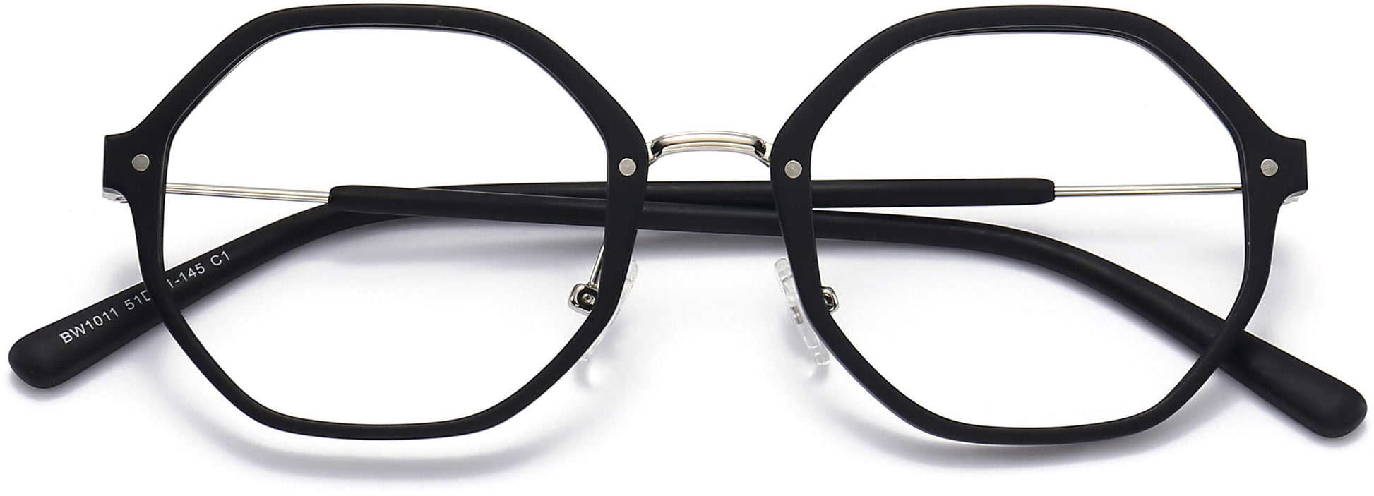Estrella Geometric Black Eyeglasses from ANRRI, closed view