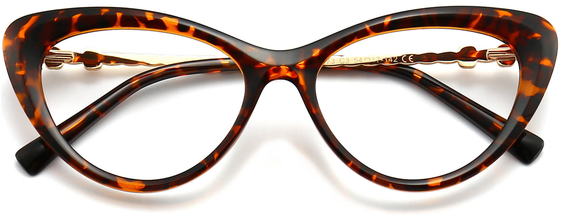 Everett Cateye Tortoise Eyeglasses from ANRRI, closed view