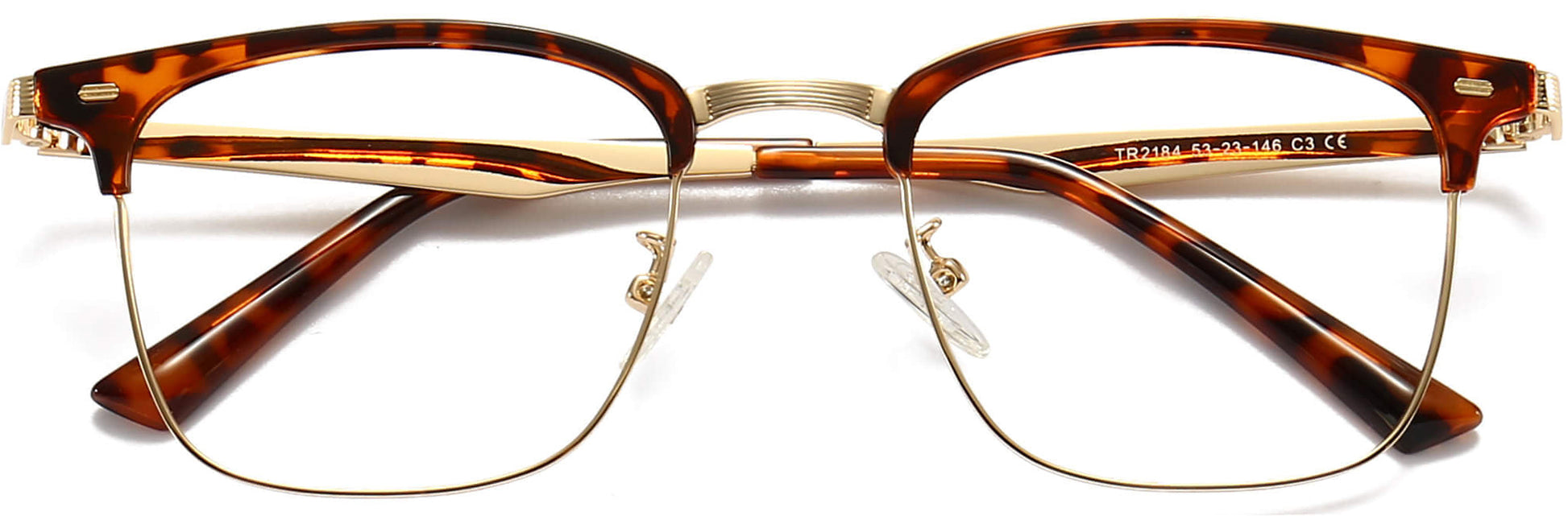 Finnley Browline Tortoise Eyeglasses from ANRRI, closed view