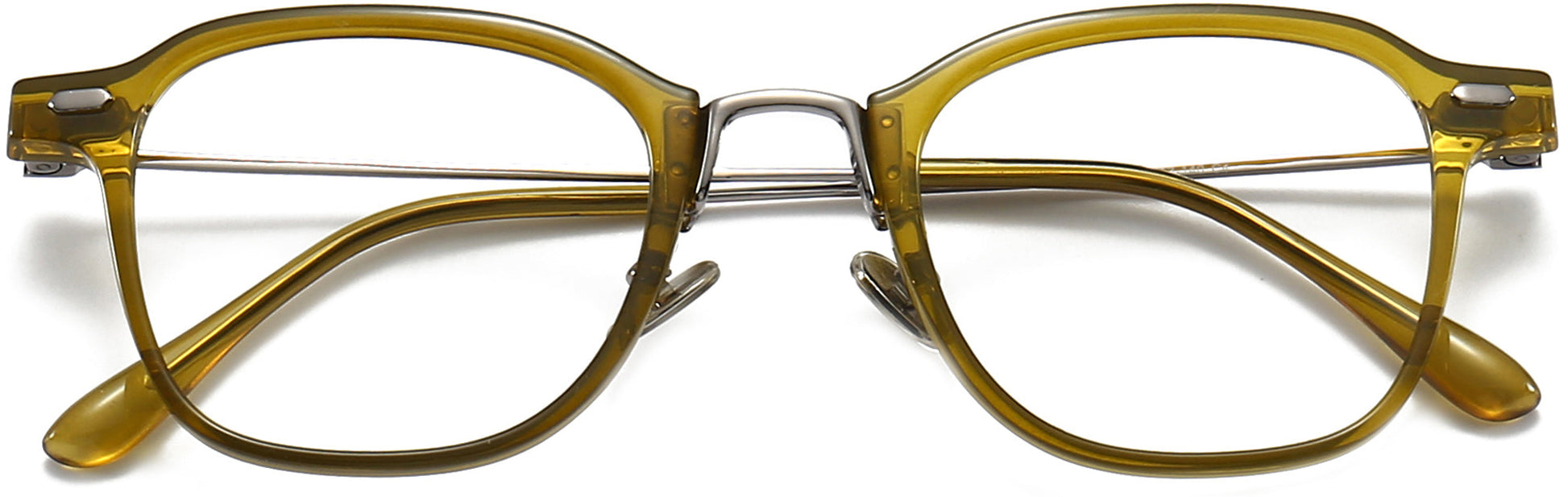 Frankie Square Green Eyeglasses from ANRRI, closed view