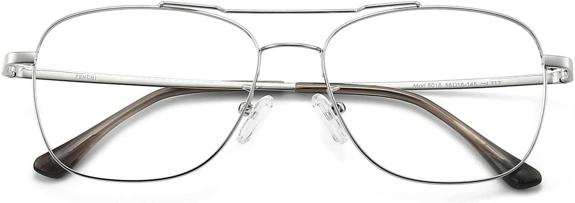 Gabriel Square Silver Eyeglasses from ANRRI, closed view