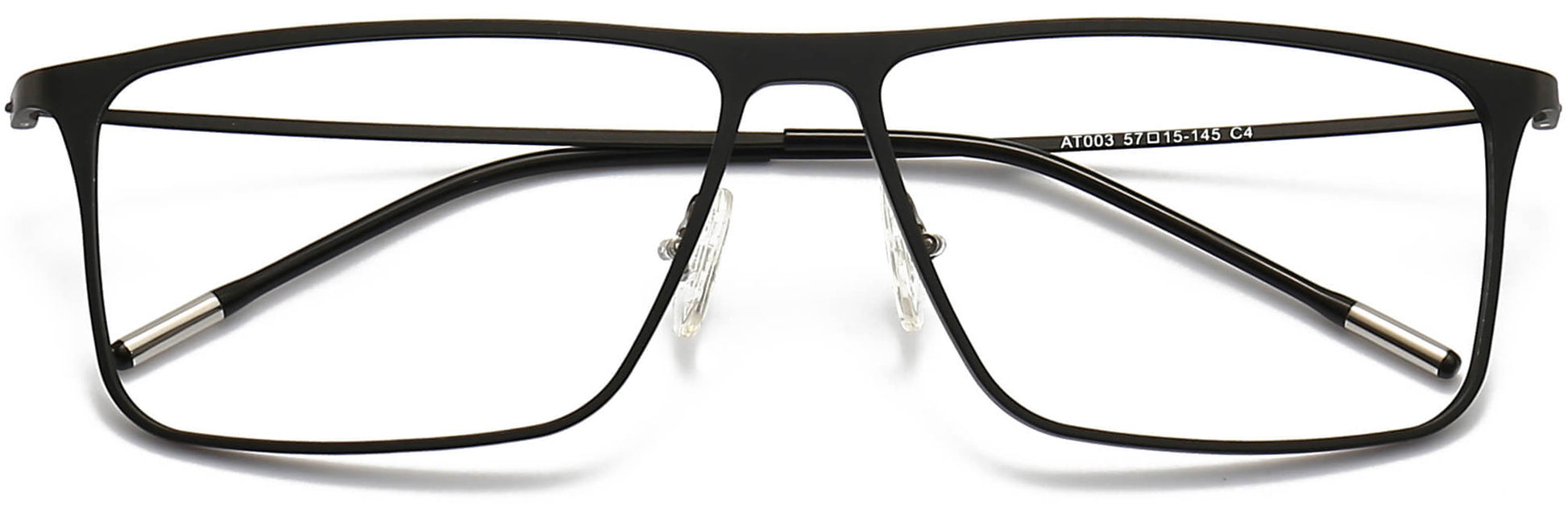 Hugh Rectangle Black Eyeglasses from ANRRI, closed view