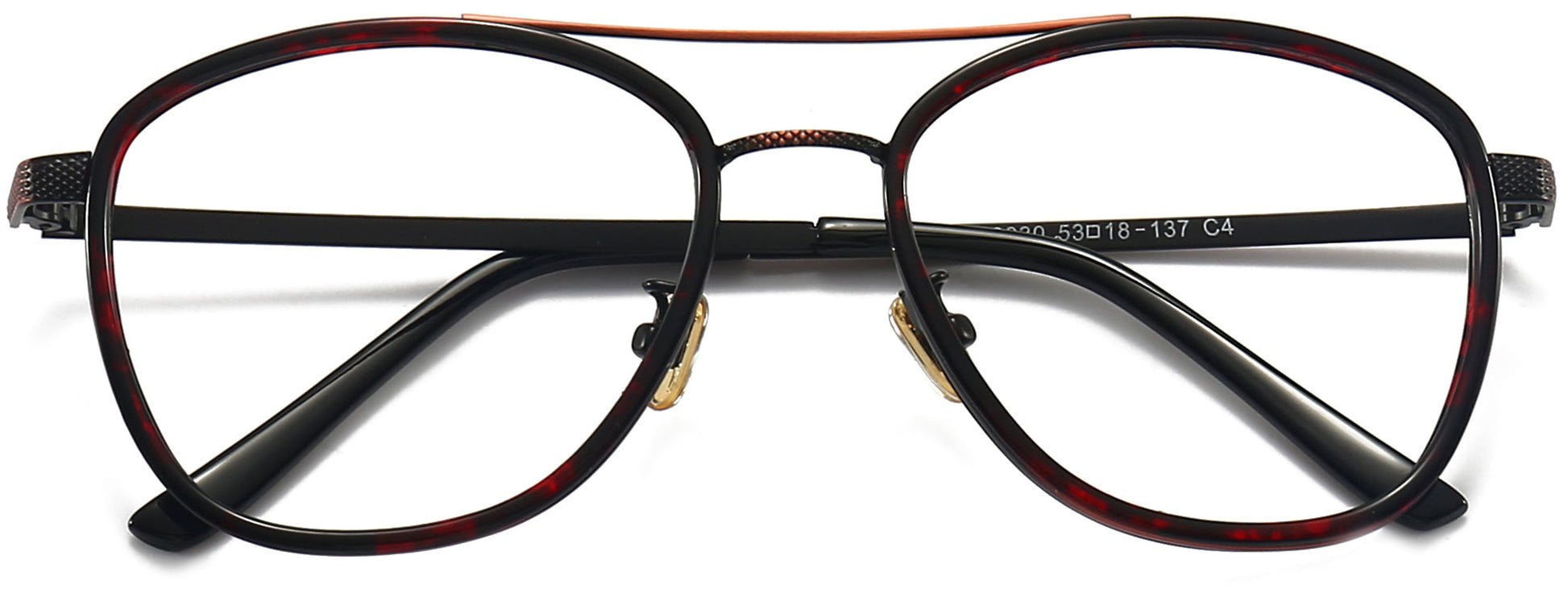 Jaime Aviator Tortoise Eyeglasses from ANRRI, closed view