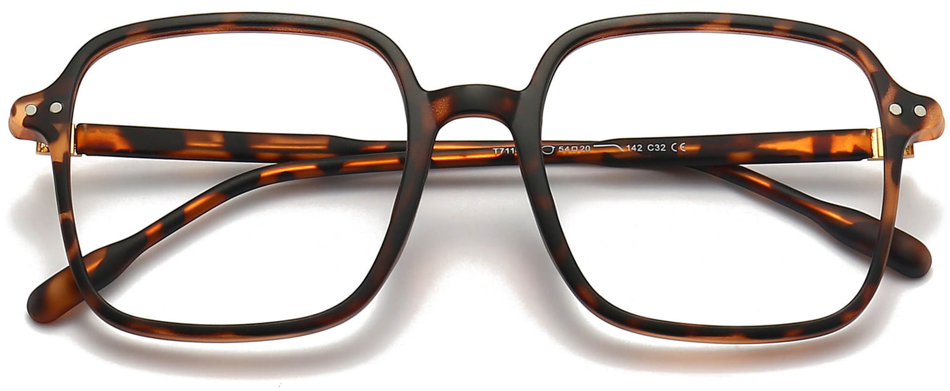 Jayson Square Tortoise Eyeglasses from ANRRI, closed view