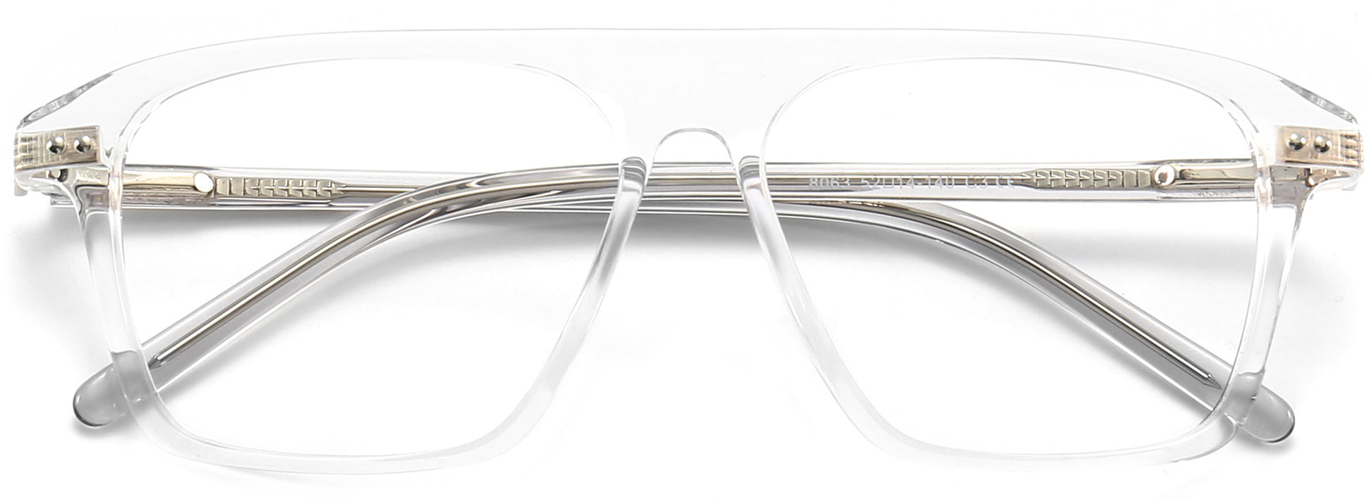Jaziel Square Clear Eyeglasses from ANRRI, closed view