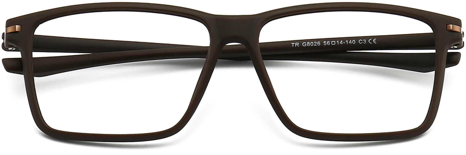Kaiden Rectangle Brown Eyeglasses from ANRRI, closed view