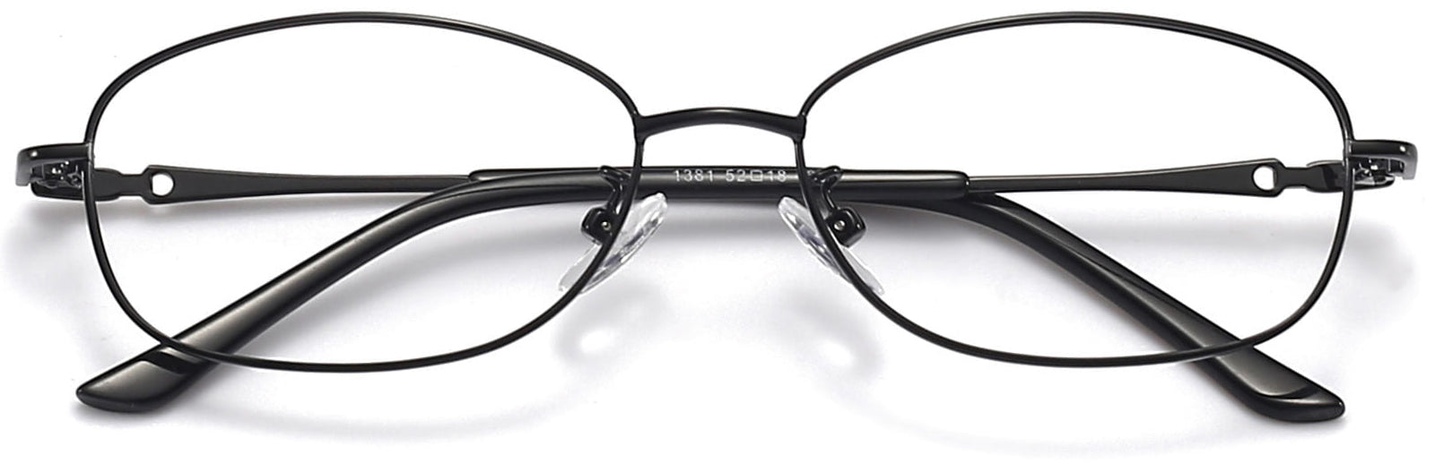 Kallie Round Black Eyeglasses from ANRRI, closed view