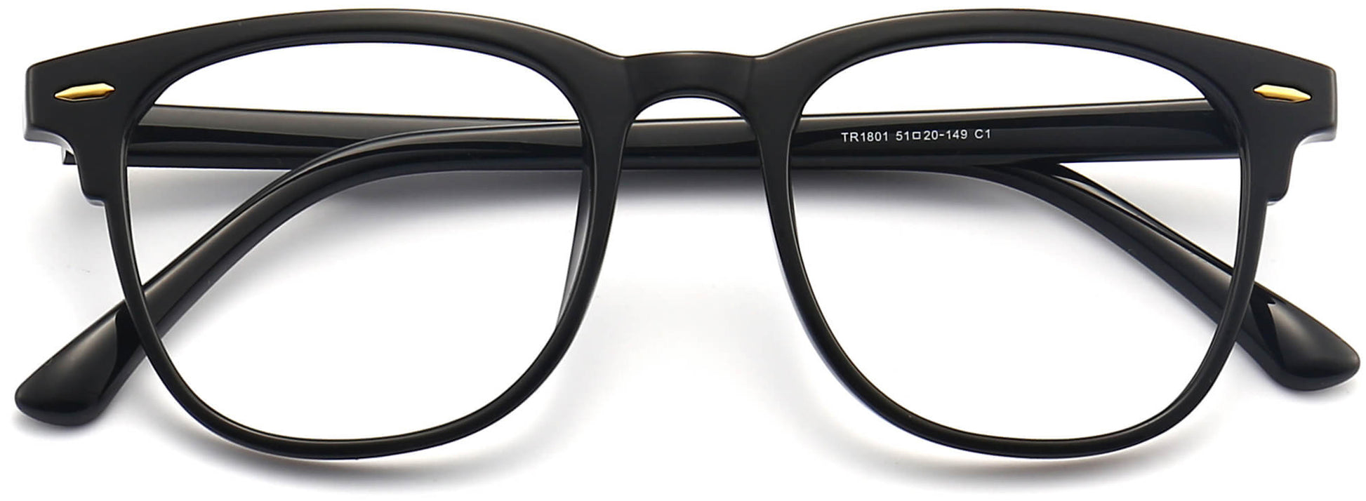 Kolton Square Black Eyeglasses from ANRRI, closed view