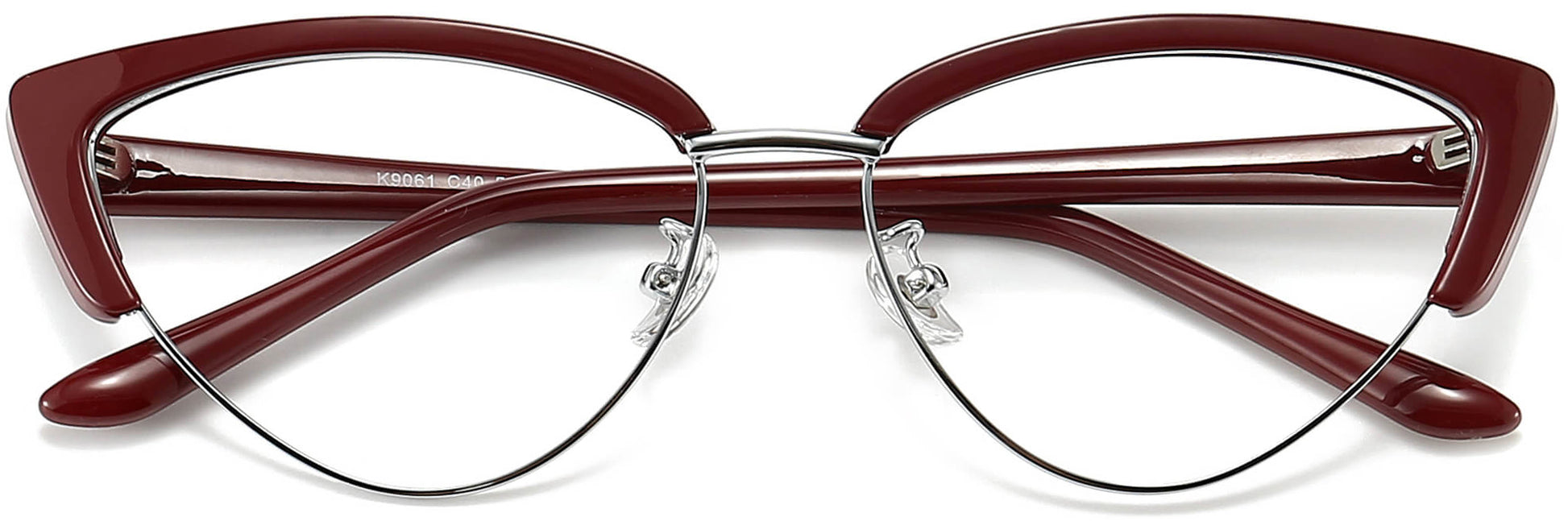 Lainey Cateye Red Eyeglasses from ANRRI, closed view