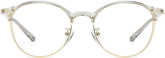 Lotus Round Gray Eyeglasses from ANRRI, front view
