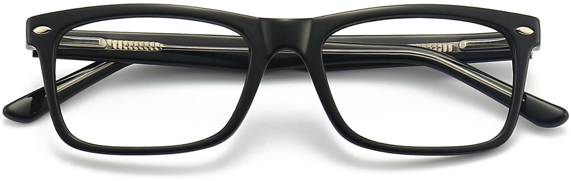 Mack Rectangle Black Eyeglasses from ANRRI, closed view