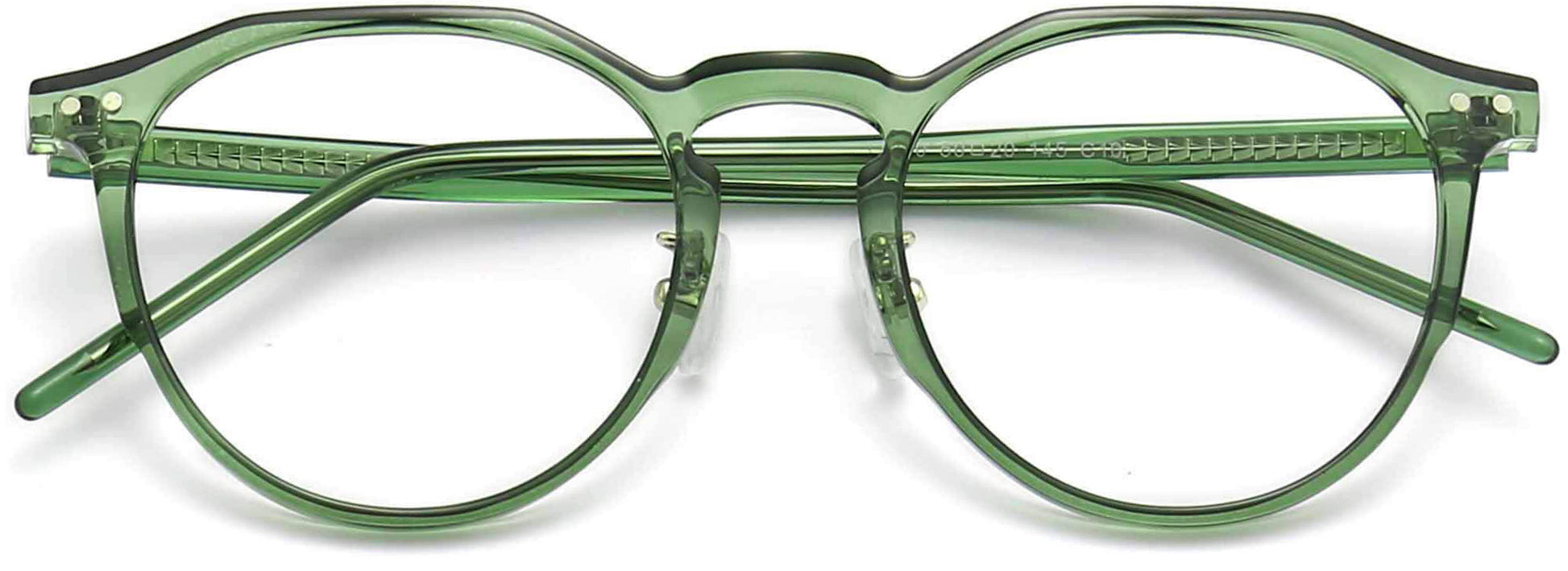 Matthew Geometric Green Eyeglasses from ANRRI, closed view