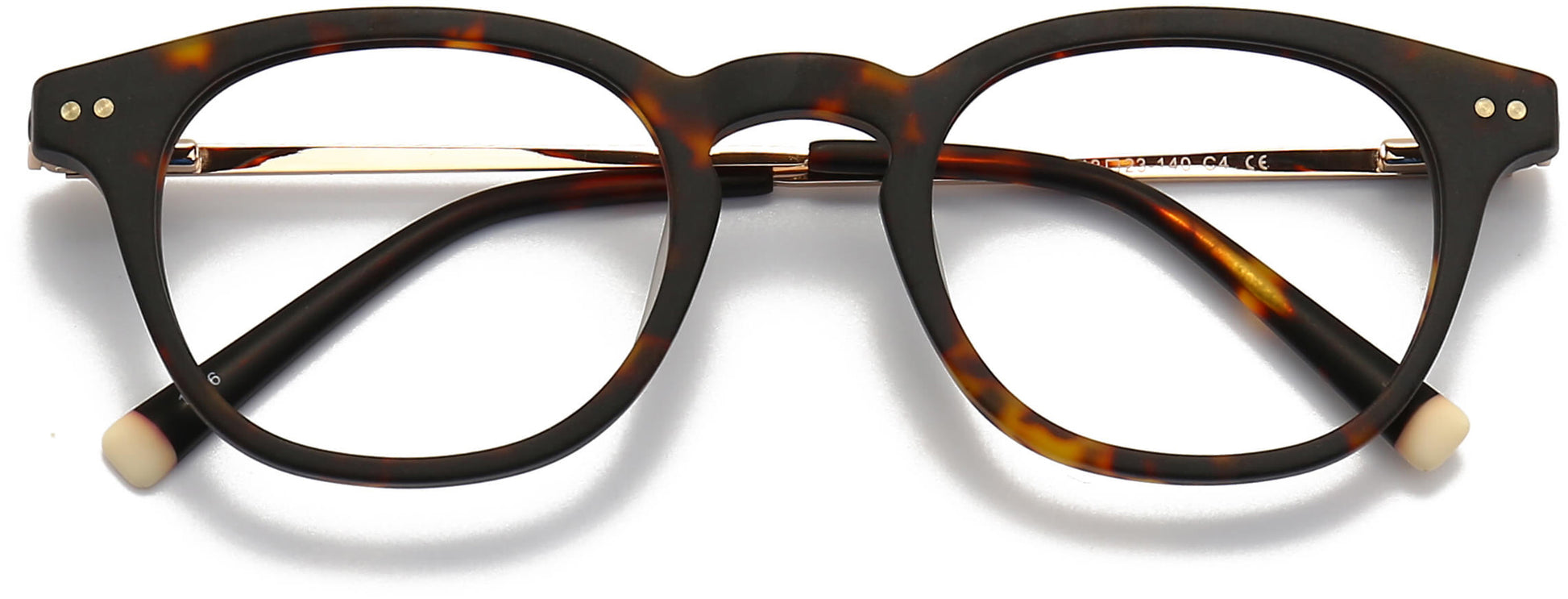 Maximo Round Tortoise Eyeglasses from ANRRI, closed view