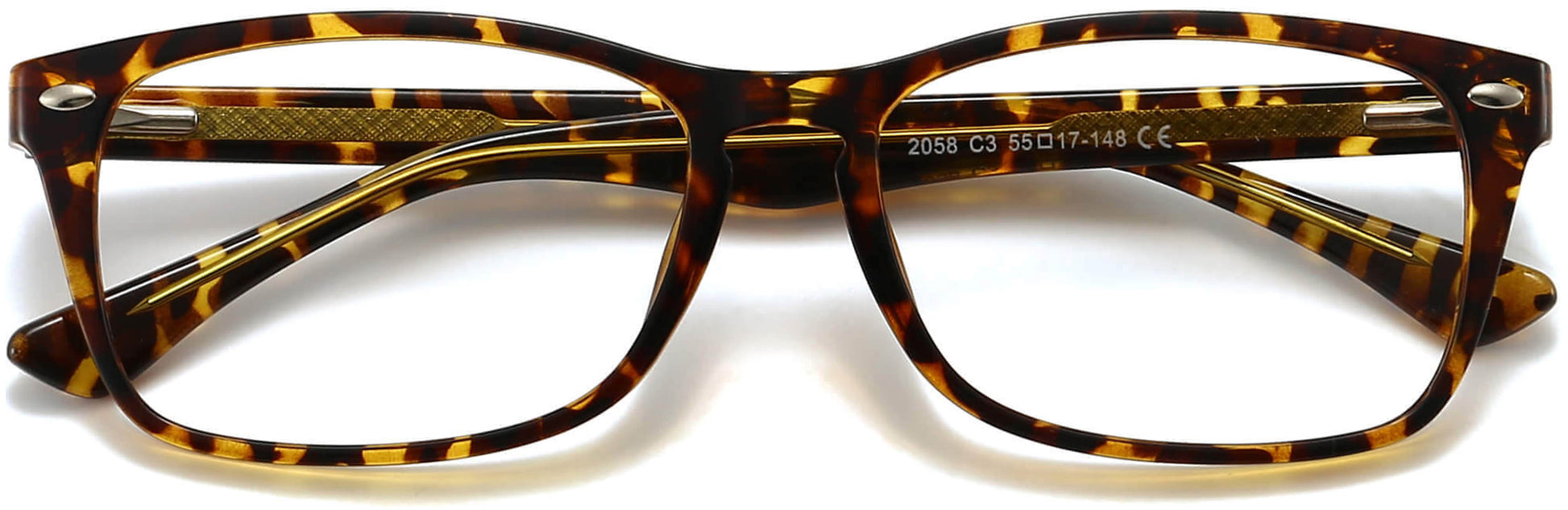 Ollie Rectangle Tortoise Eyeglasses from ANRRI, closed view