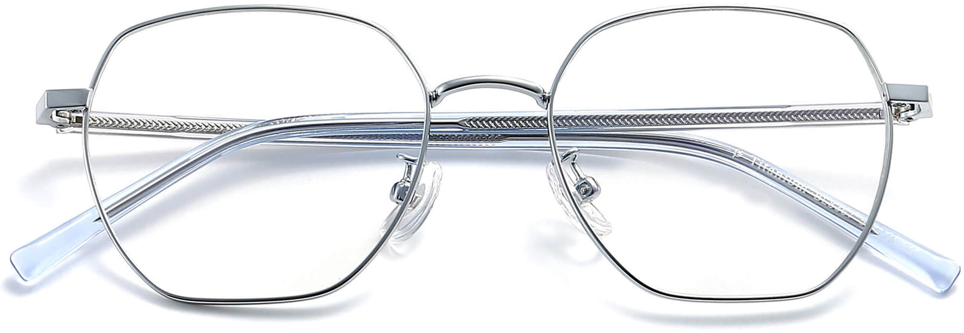 Pavone Geometric Silver Eyeglasses from ANRRI, closed view