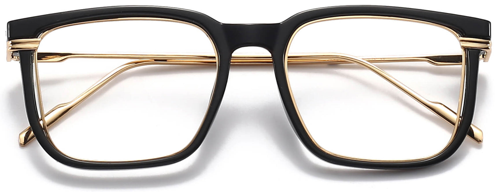 Pearl Square Black Eyeglasses from ANRRI, closed view