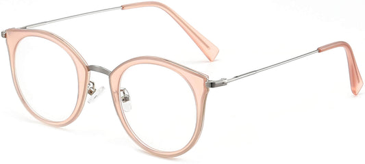 Rita Round Pink Eyeglasses from ANRRI, angle view