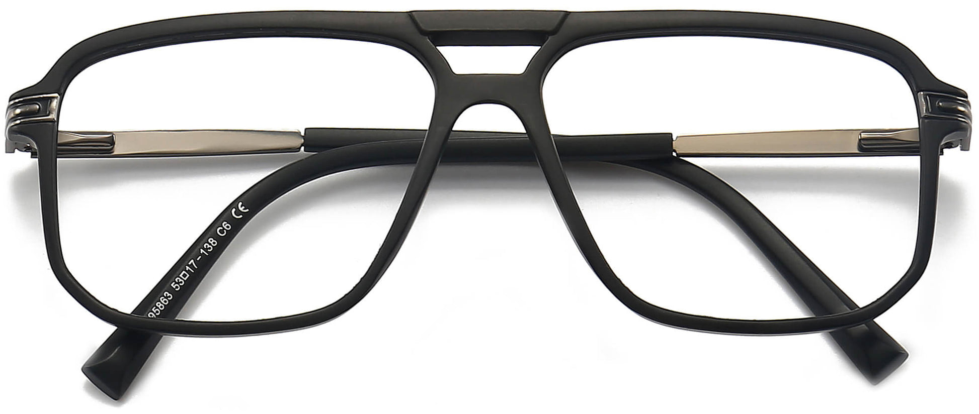 Roland Square Black Eyeglasses from ANRRI, closed view