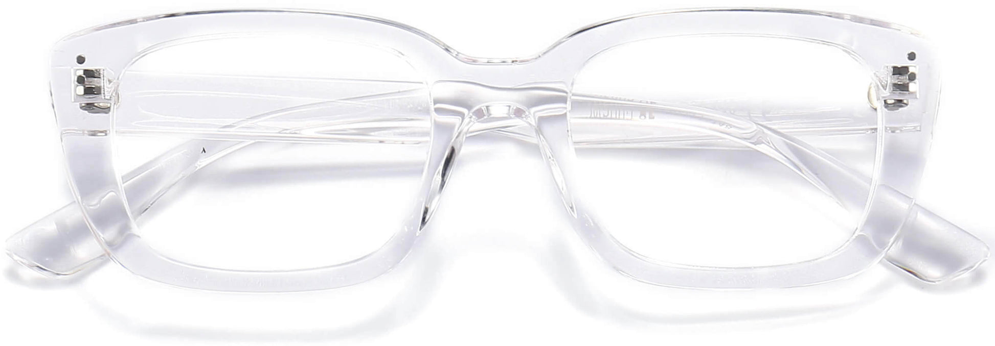 Sage Rectangle Clear Eyeglasses from ANRRI, closed view