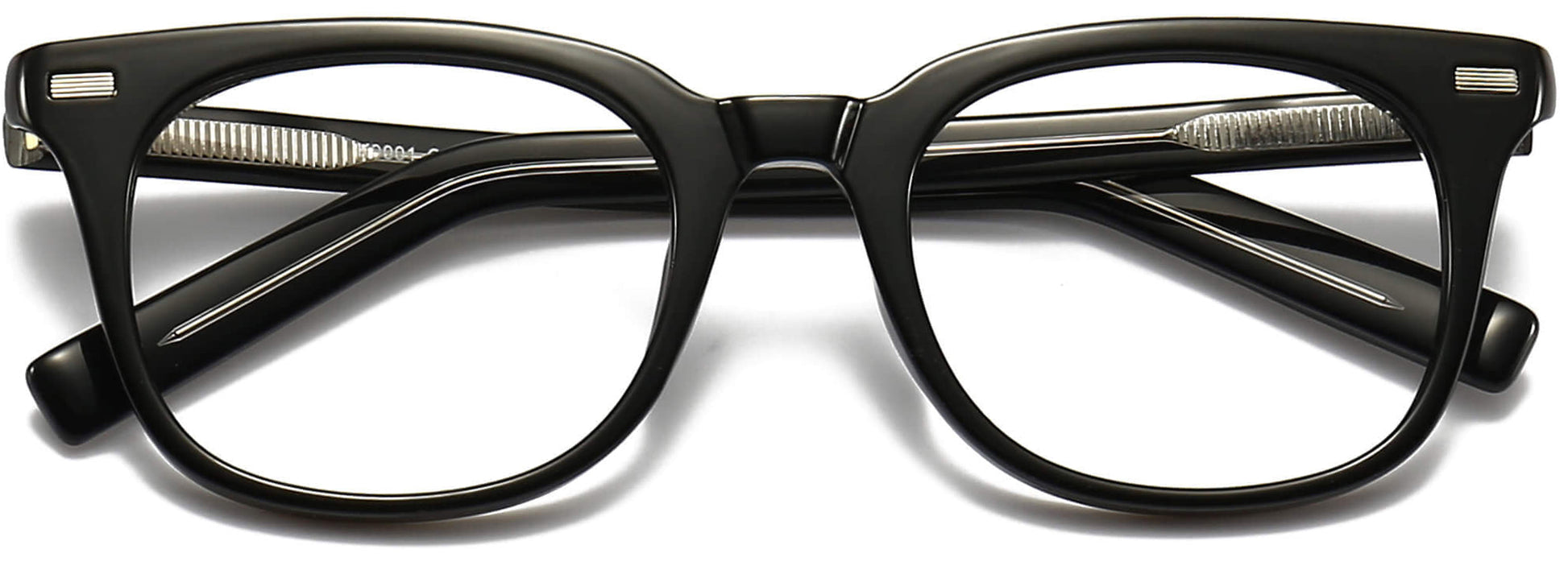 Shiloh Round Black Eyeglasses from ANRRI, closed view