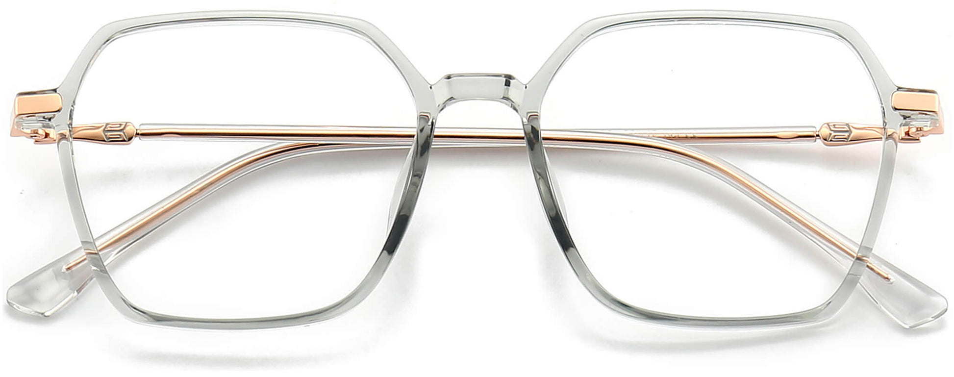 Sylvia Geometric Gray Eyeglasses from ANRRI, closed view