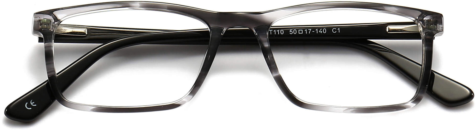 Trenton Rectangle Gray Eyeglasses from ANRRI, closed view