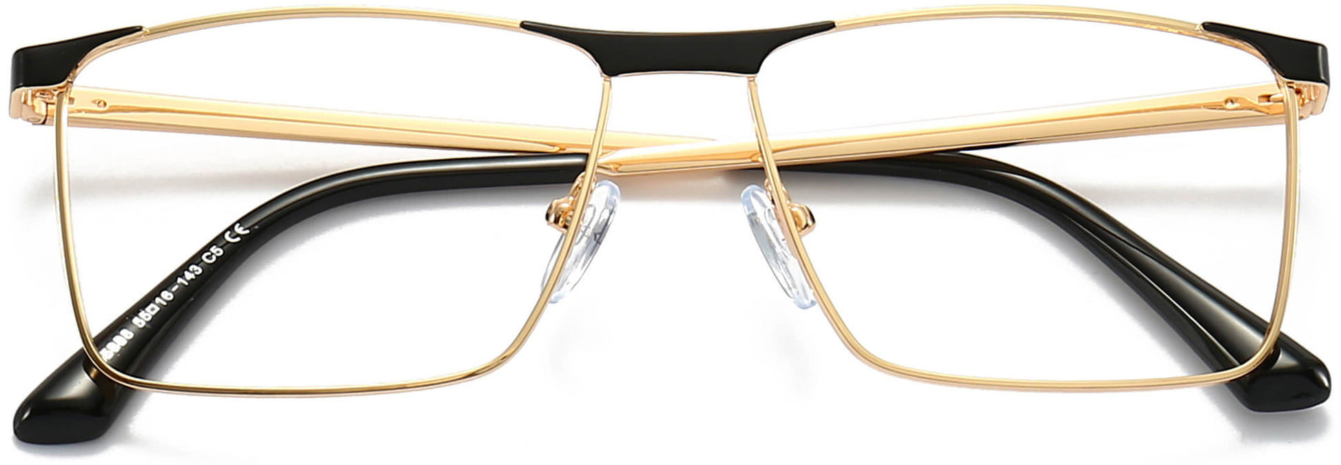 Uriah Square Gold Eyeglasses from ANRRI, closed view