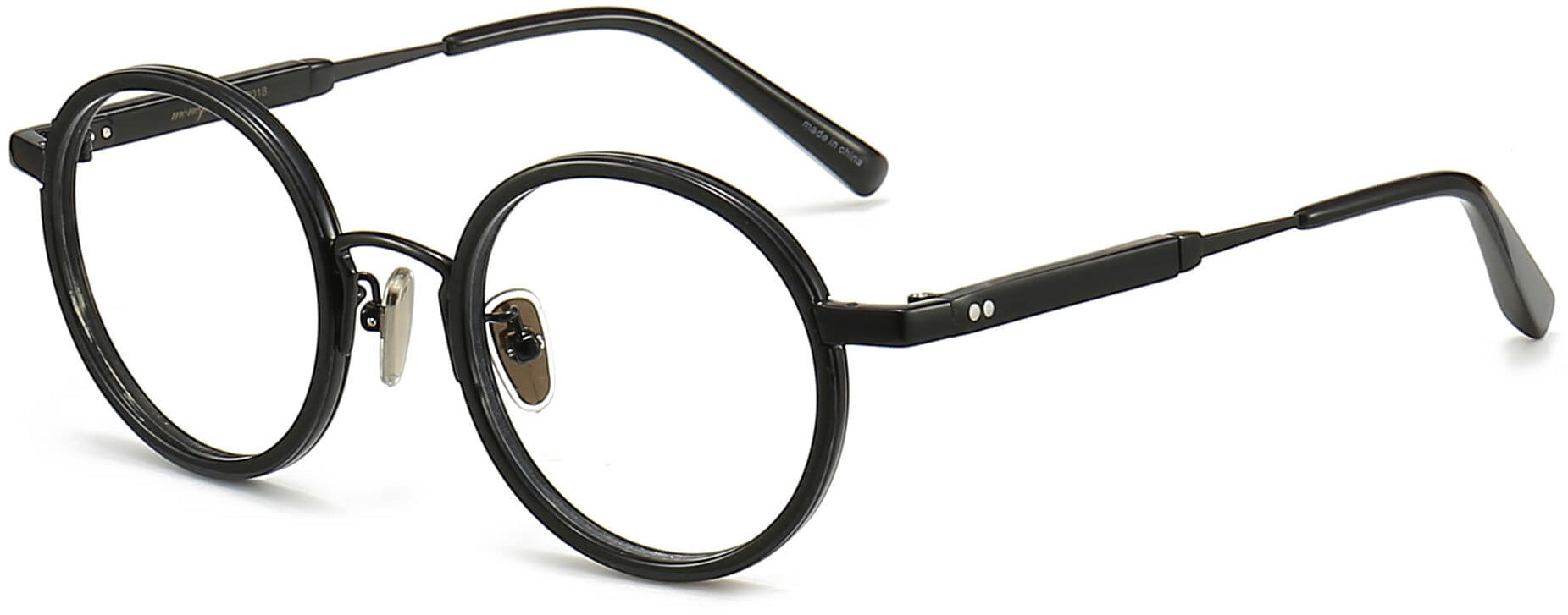 Vicente Round Black Eyeglasses from ANRRI, angle view