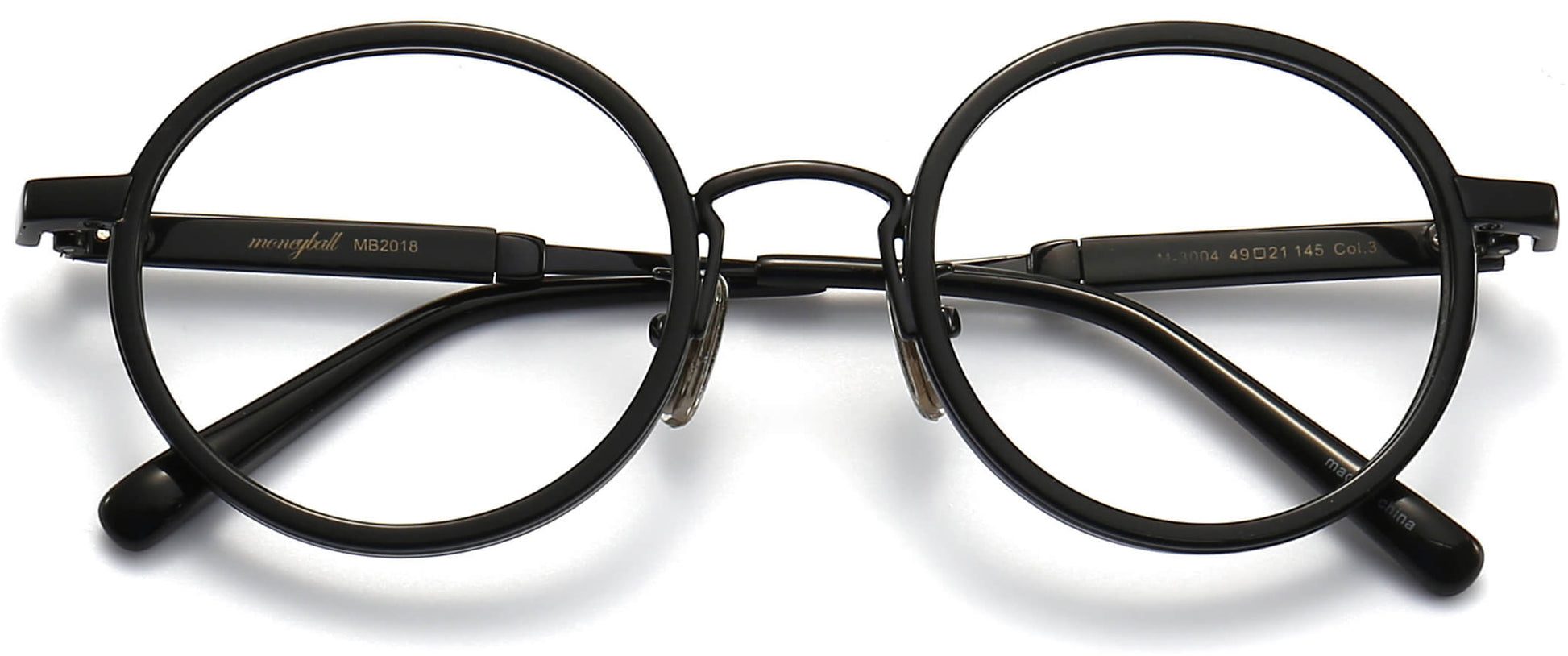 Vicente Round Black Eyeglasses from ANRRI, closed view