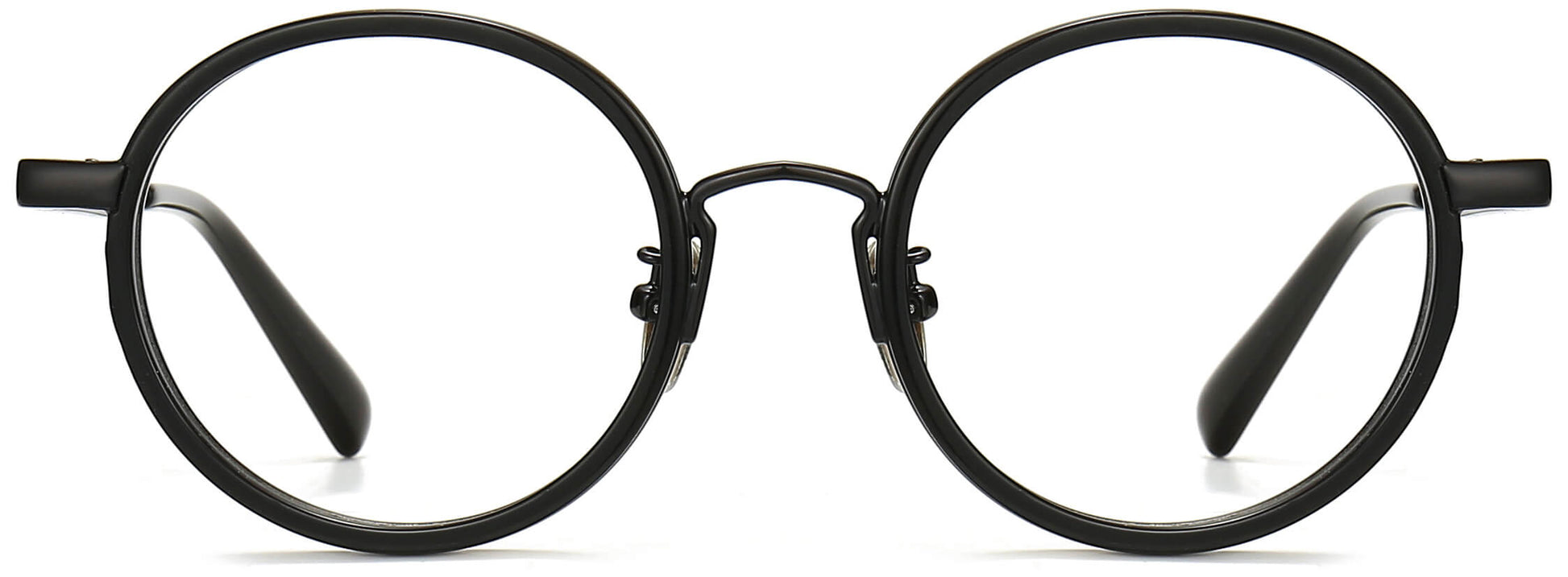 Vicente Round Black Eyeglasses from ANRRI, front view