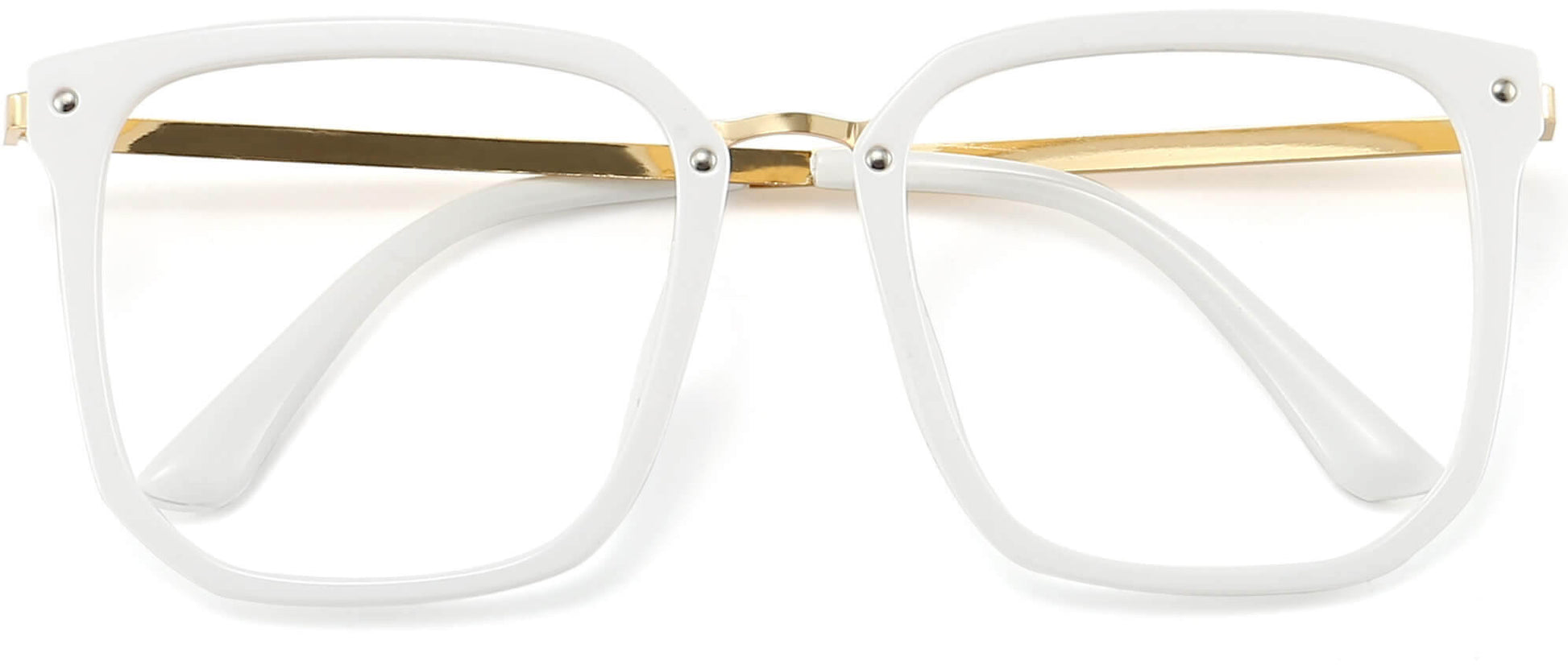 Viviana Square White Eyeglasses from ANRRI, closed view