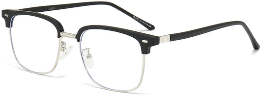 Aaron Browline Black Silver Eyeglasses from ANRRI