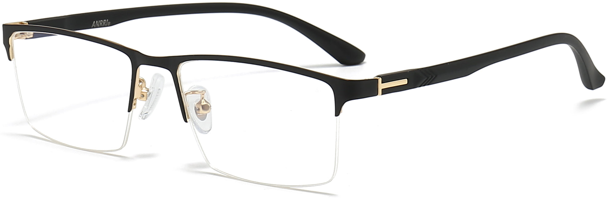 Abraham Browline Black Gold Eyeglasses from ANRRI