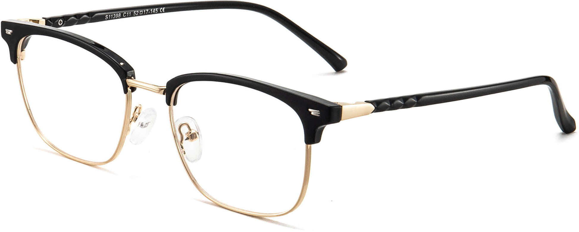 Gizeh Black Semi-rimless  Eyeglasses from ANRRI, Angle View