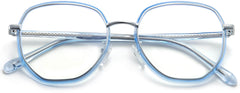 Blaine Clear Blue Metal Eyeglasses from ANRRI, Closed View