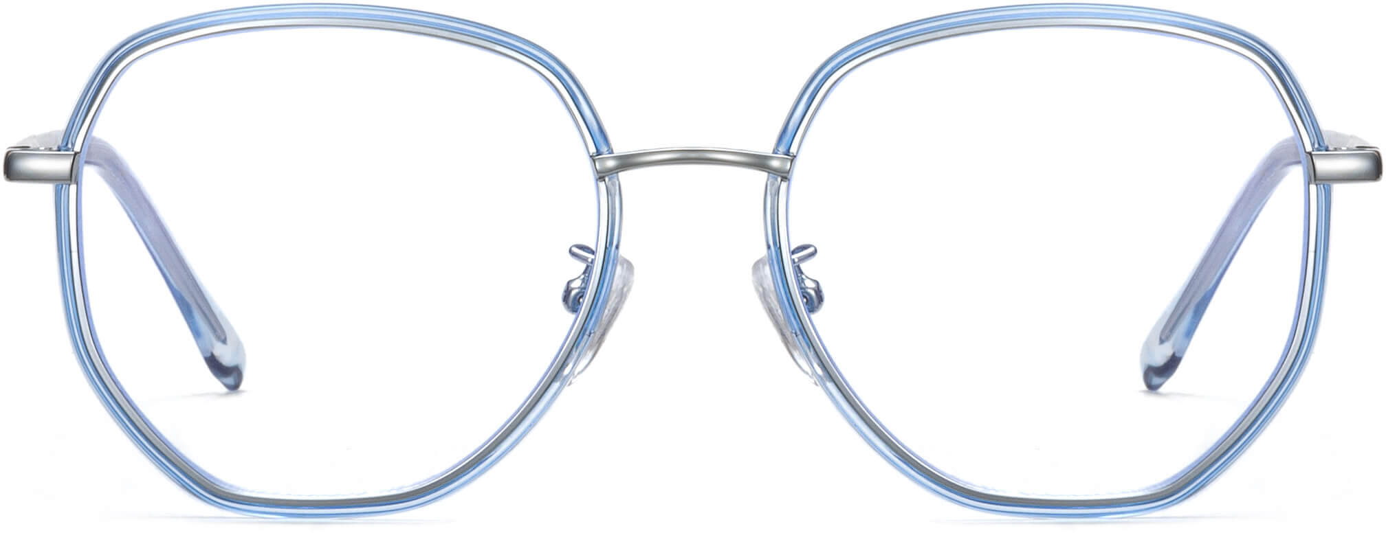 Blaine Clear Blue Metal Eyeglasses from ANRRI, Front View